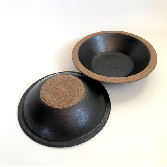 Handmade Pair of Glazed Black Ceramic Small Bowls - Picture 2 of 8